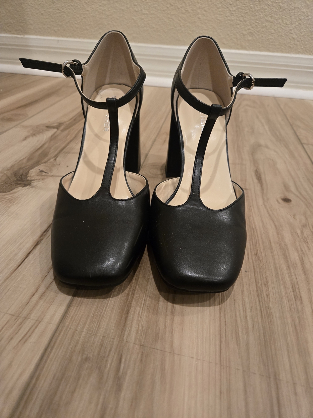 Women's Marc Fisher Black T-Strap Block Heel Pumps